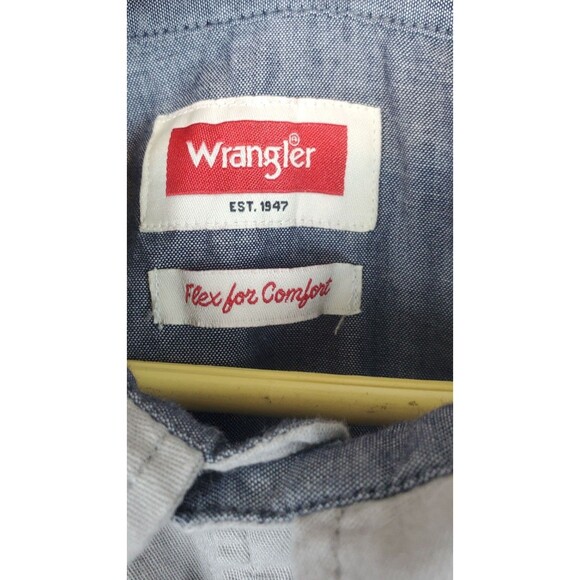 Wrangler Men's 2XL XXL Casual Button Down Shirt Gray Short Sleeve Pockets Flex - Picture 3 of 5